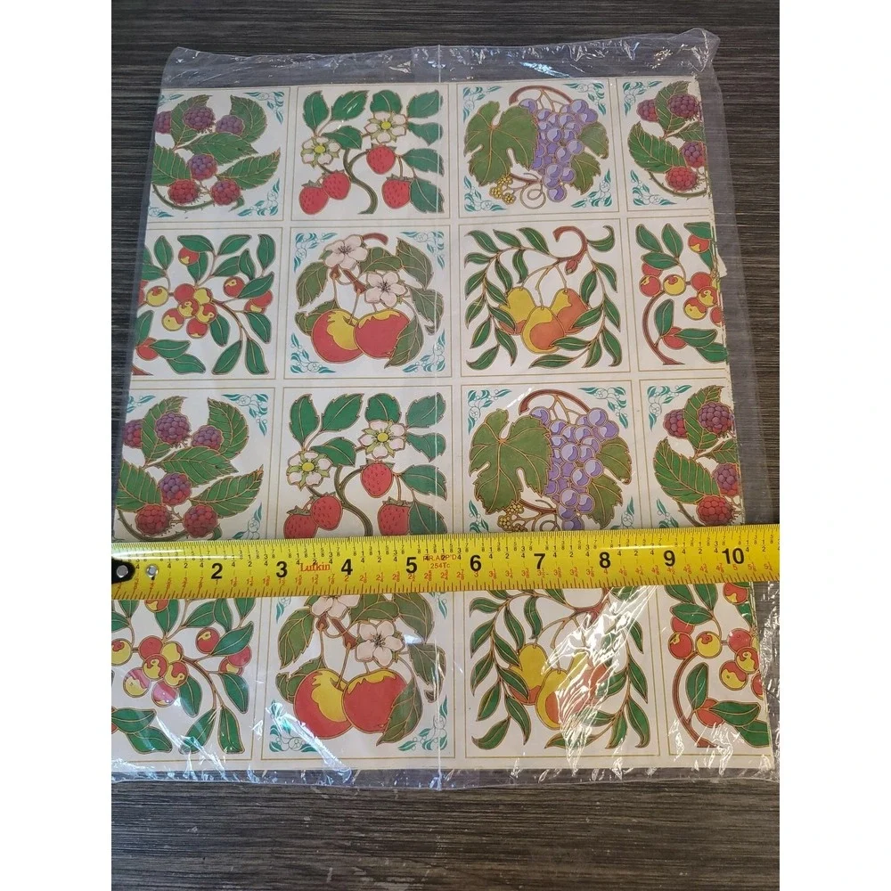 Vtg Fruit Flat Gift Wrapping Paper 2 Sheets 24